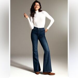 DENIM FORUM Marianne Flare Dark Blue Jeans Size 23 NWOT